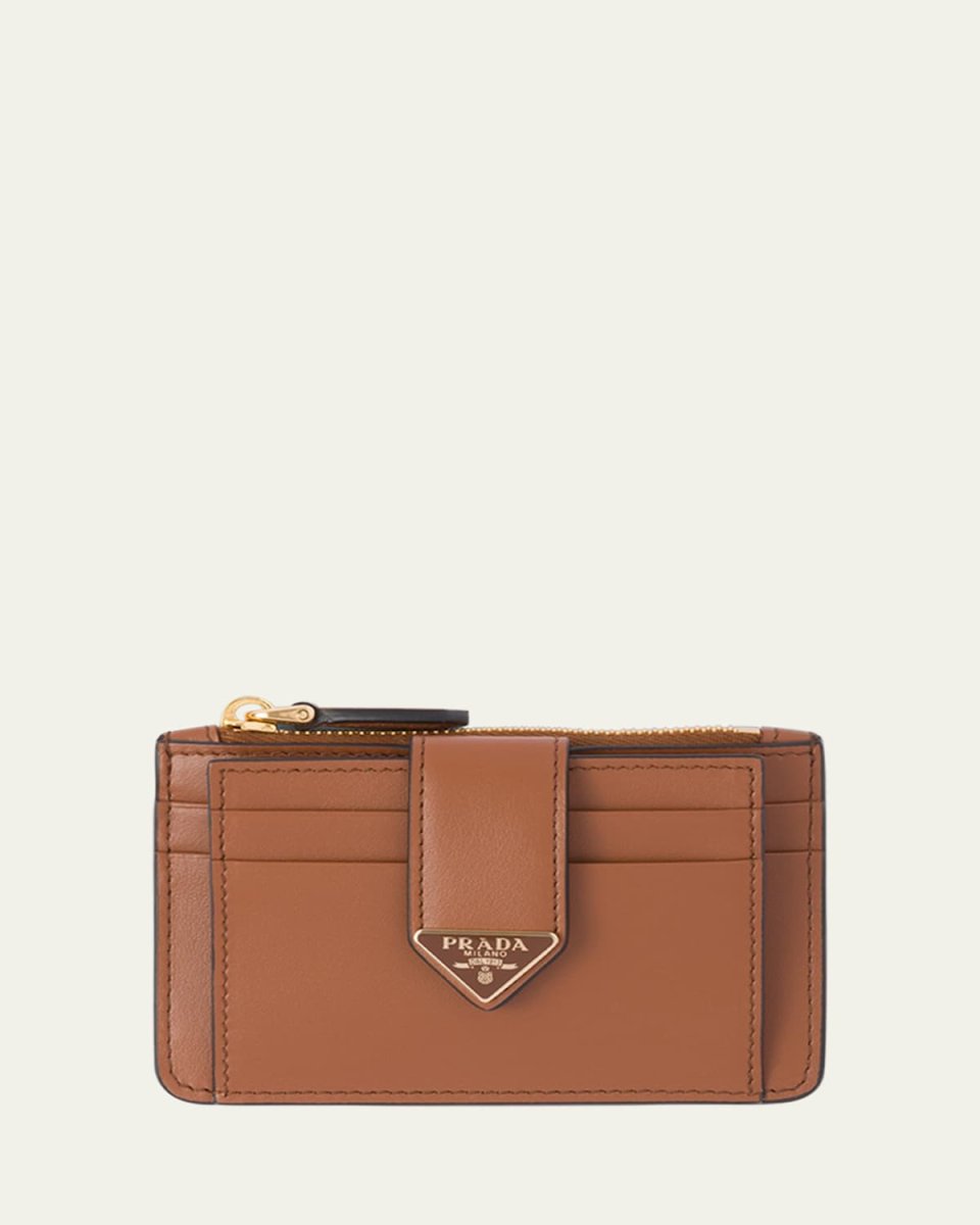 Triangle Zip Leather Card Holder